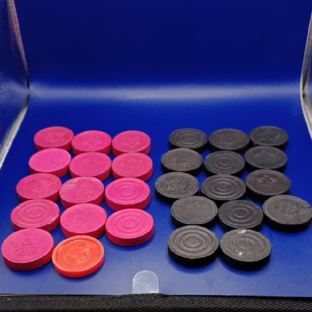 Antique Japan Pink and Black Game Pieces